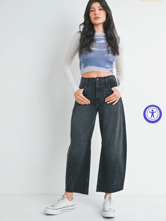 Just Black Denim - Just Black Denim The Seamed Barrell Jeans Women 27 washed black